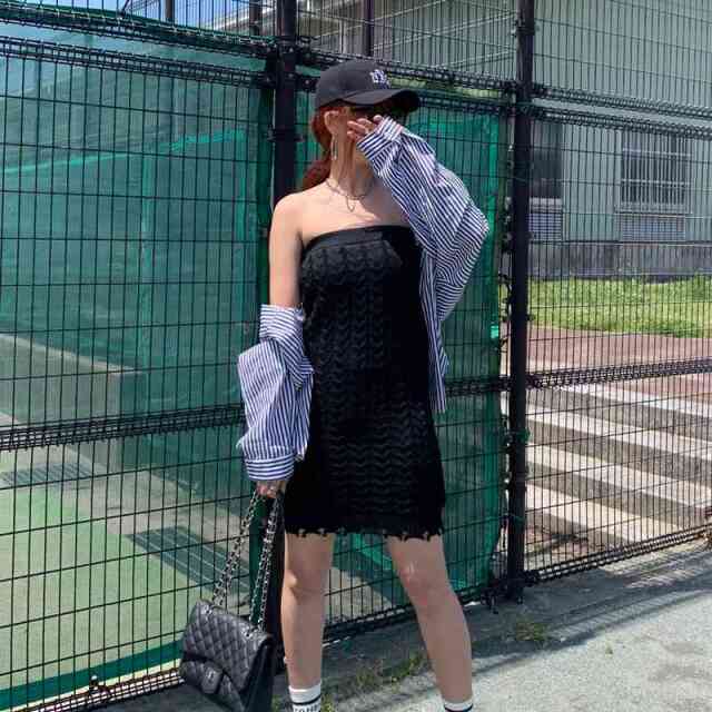 ケーブルニットベアミニワンピース