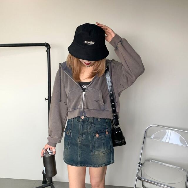 裏毛ダメージパーカー