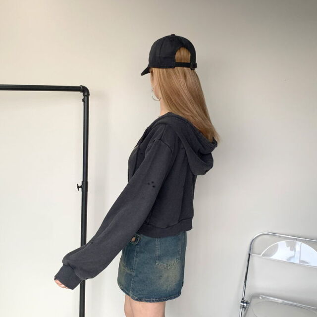 裏毛ダメージパーカー