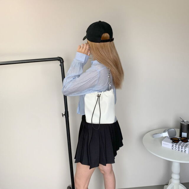 チェーン2WAY巾着ショルダーバッグ