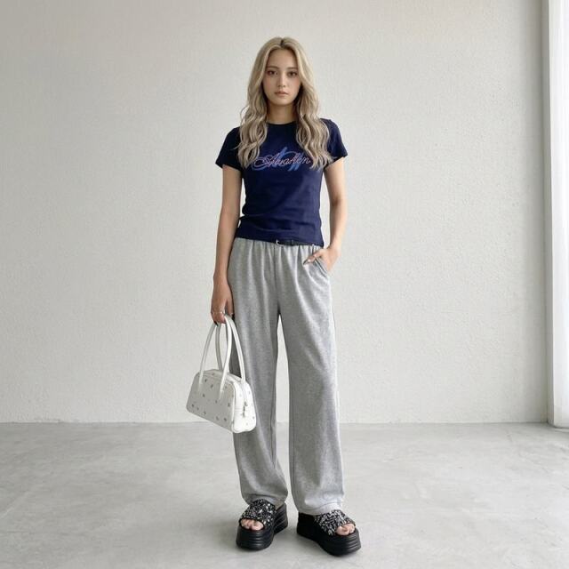 ピンクストーンロゴチビTシャツ