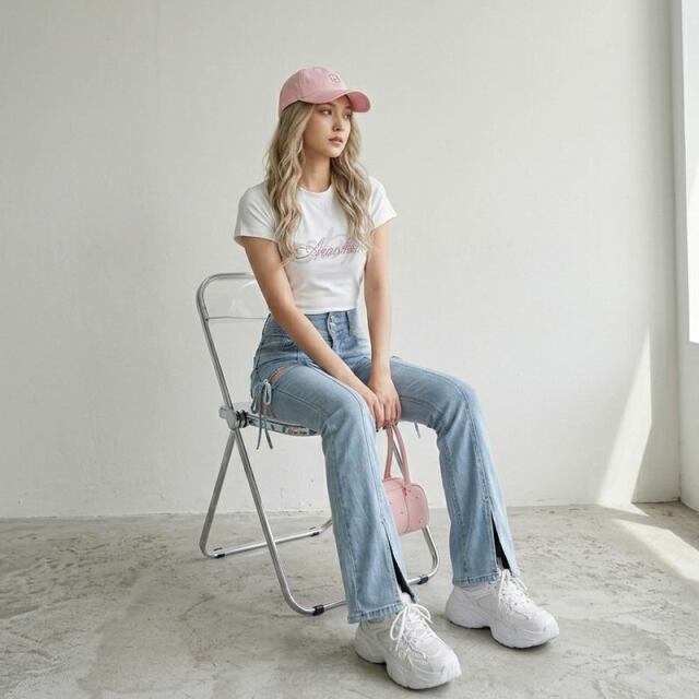 ピンクストーンロゴチビTシャツ