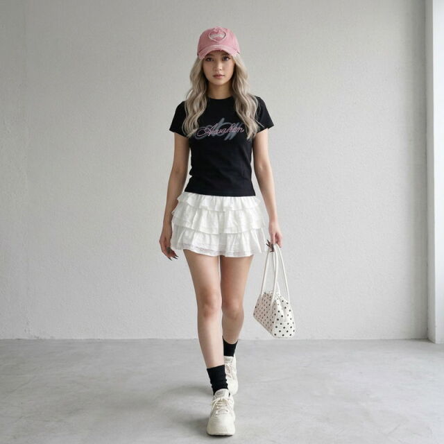 ピンクストーンロゴチビTシャツ