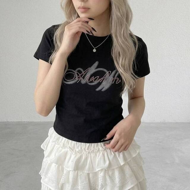 ピンクストーンロゴチビTシャツ