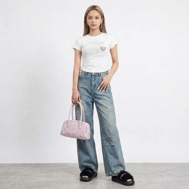 ストーンハートロゴドロストTシャツ