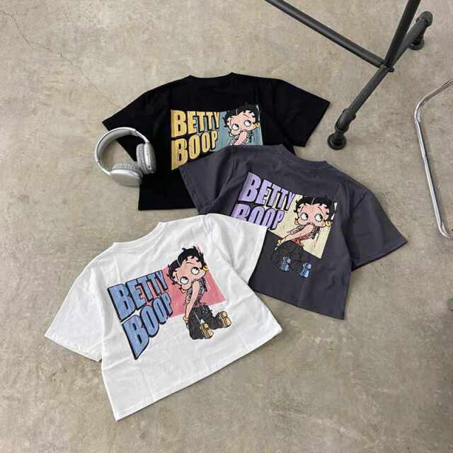 bettyboop ベティちゃん　ショート丈　古着tシャツ 90s USA製 Nite Lite Betty Boop ベティちゃんTシャツ - メルカリ