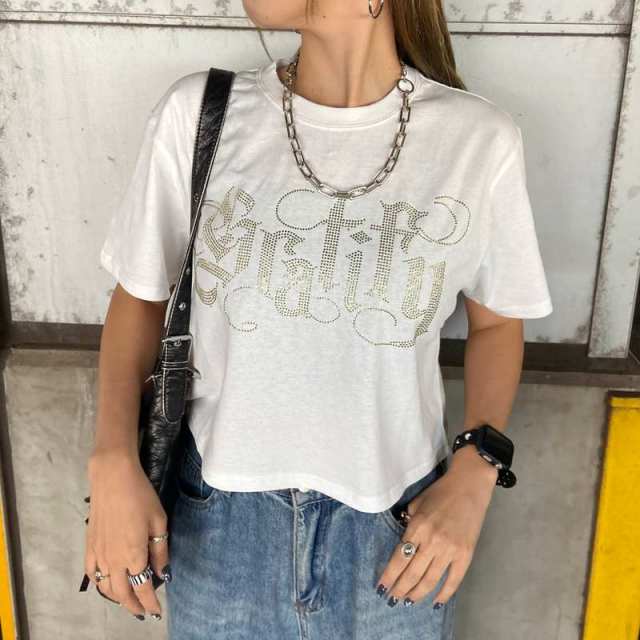 ラインストーンショートTシャツ