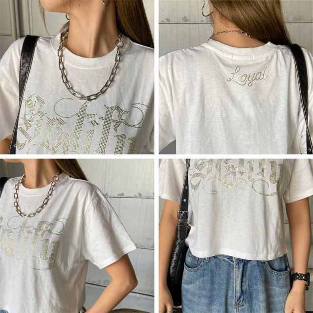 ラインストーンショートTシャツ
