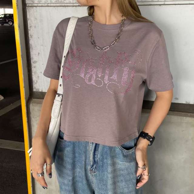 ラインストーンショートTシャツ
