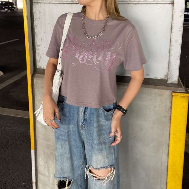 ラインストーンショートTシャツ