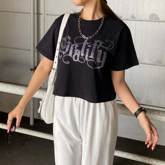 ラインストーンショートTシャツ