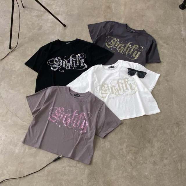 ラインストーンショートTシャツ