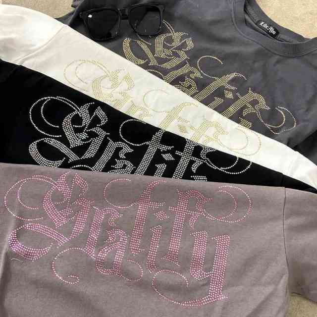 ラインストーンショートTシャツ