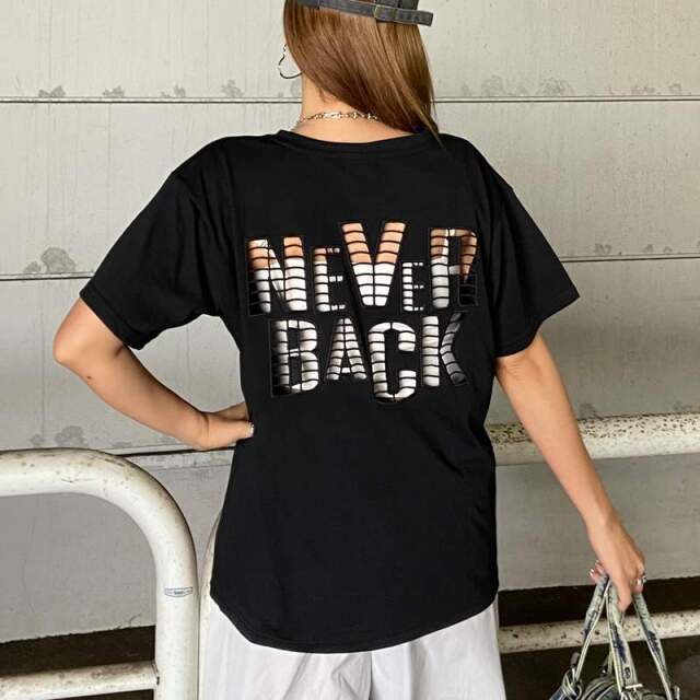 バック透けロゴビッグTシャツ