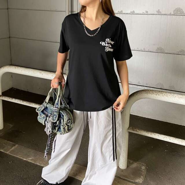 バック透けロゴビッグTシャツ