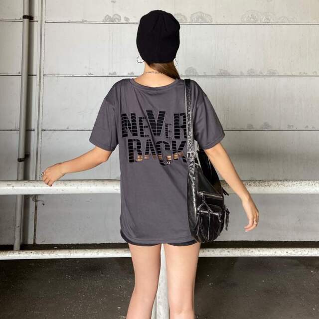 バック透けロゴビッグTシャツ
