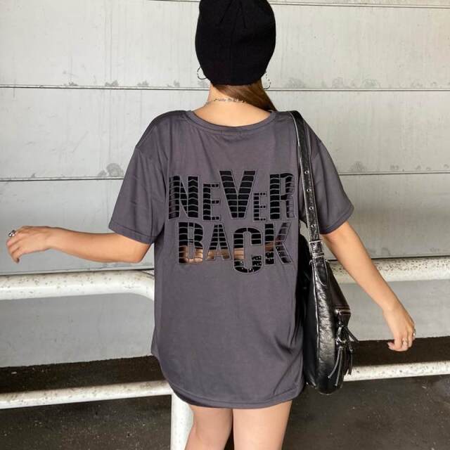 バック透けロゴビッグTシャツ