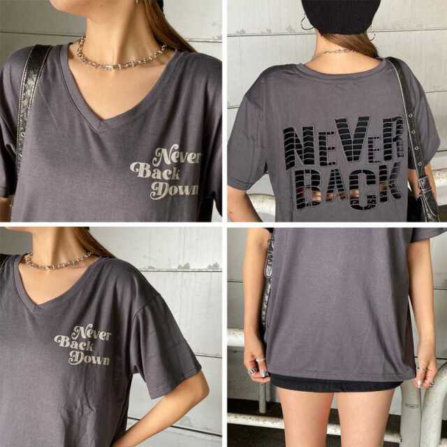 バック透けロゴビッグTシャツ