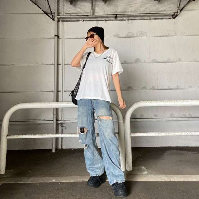 バック透けロゴビッグTシャツ