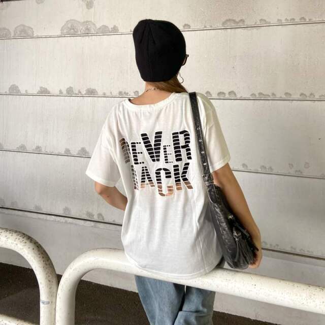 バック透けロゴビッグTシャツ