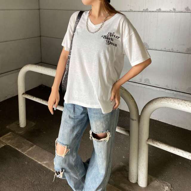 バック透けロゴビッグTシャツ