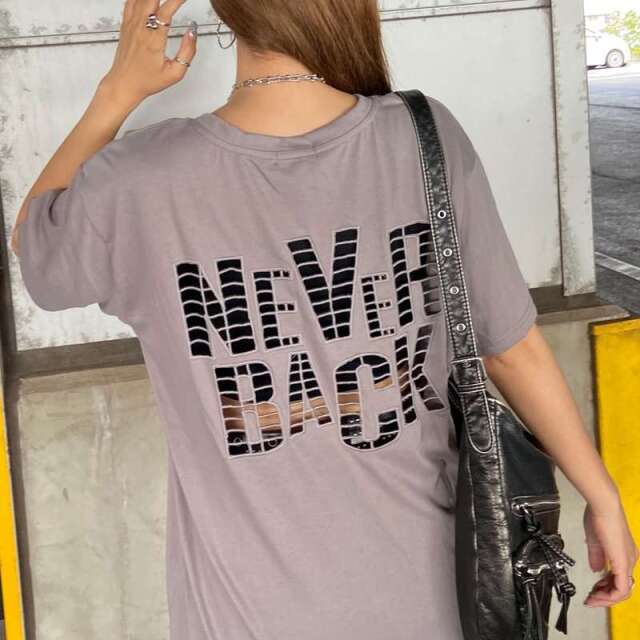 バック透けロゴビッグTシャツ
