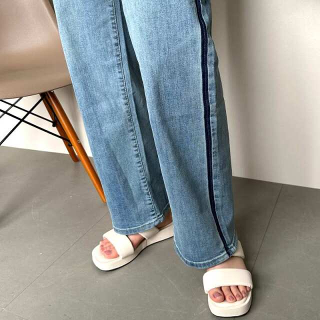 配色デニムパンツ
