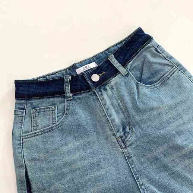 配色デニムパンツ