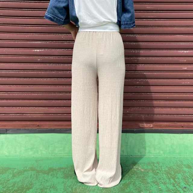 セルフカット楊柳ワイドパンツ