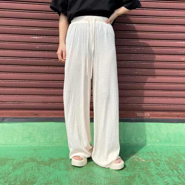 セルフカット楊柳ワイドパンツ