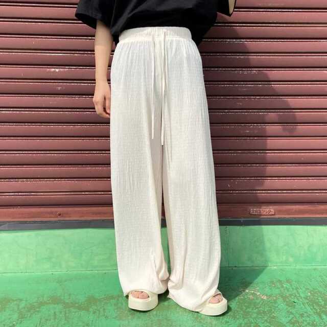 セルフカット楊柳ワイドパンツ