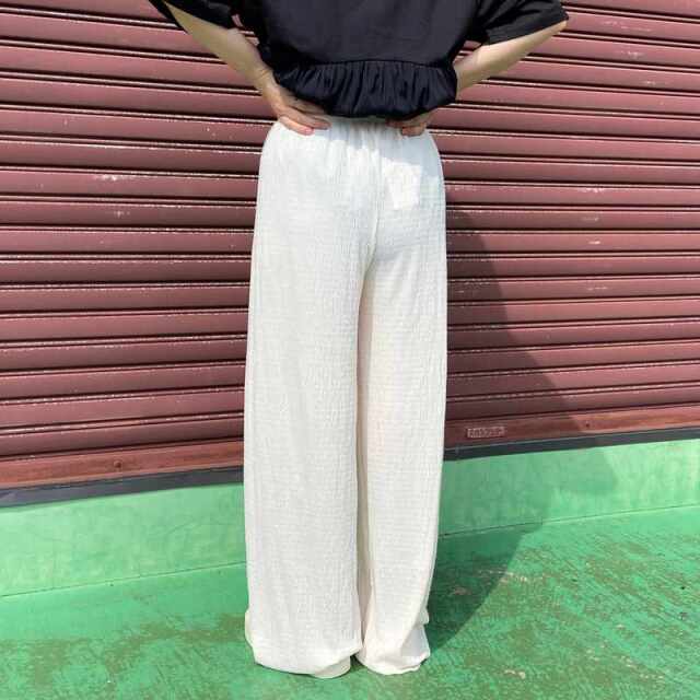 セルフカット楊柳ワイドパンツ