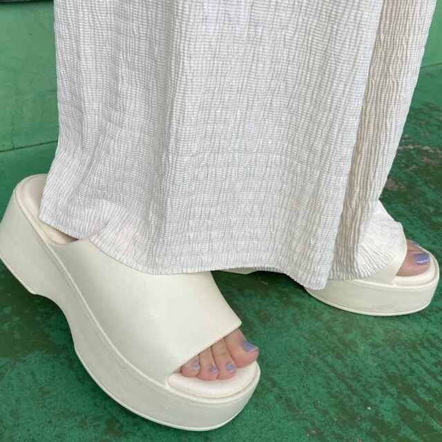 セルフカット楊柳ワイドパンツ