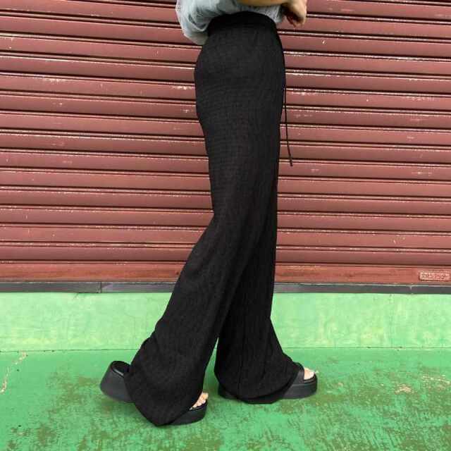 セルフカット楊柳ワイドパンツ