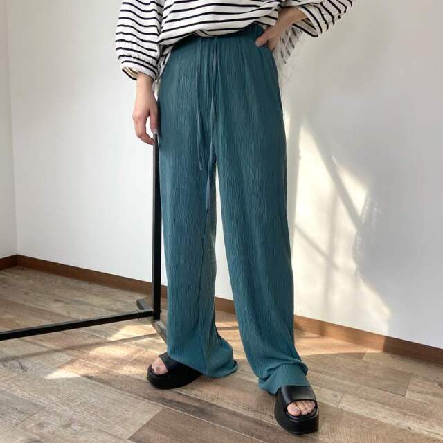 セルフカット楊柳ワイドパンツ