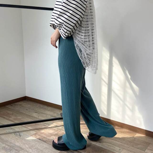 セルフカット楊柳ワイドパンツ