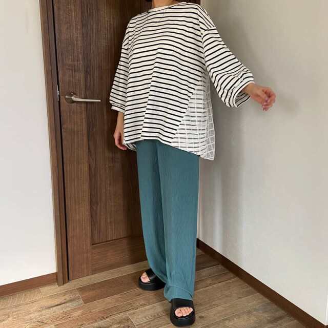 セルフカット楊柳ワイドパンツ