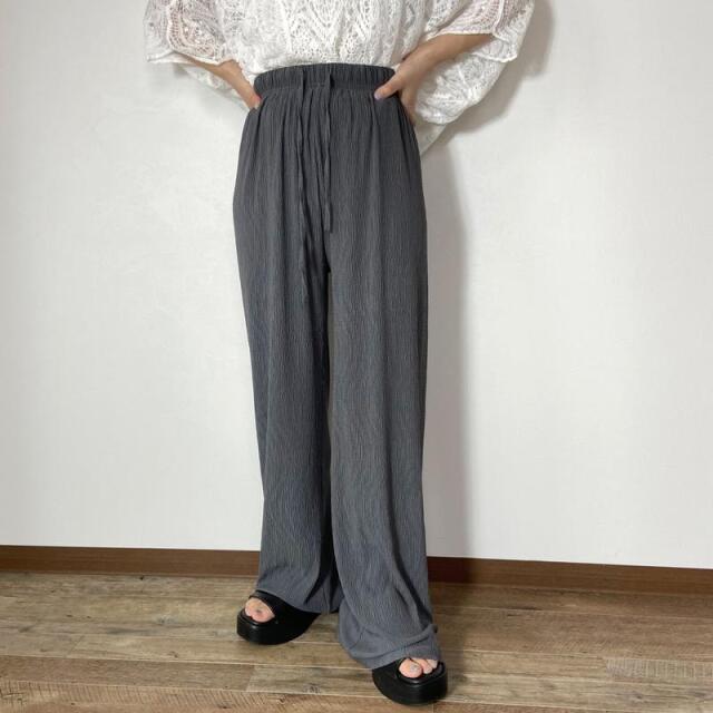 セルフカット楊柳ワイドパンツ
