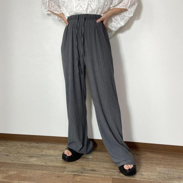 セルフカット楊柳ワイドパンツ