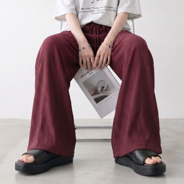 セルフカット楊柳ワイドパンツ