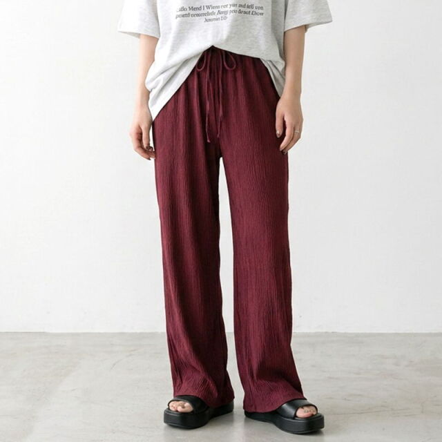 セルフカット楊柳ワイドパンツ