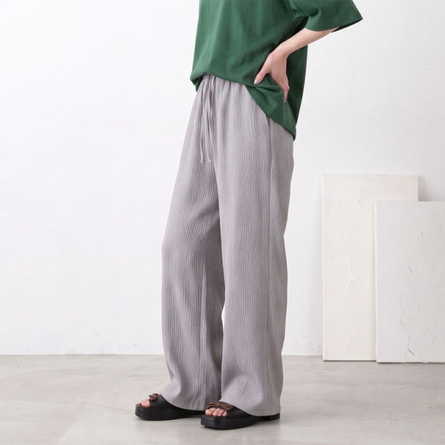 セルフカット楊柳ワイドパンツ