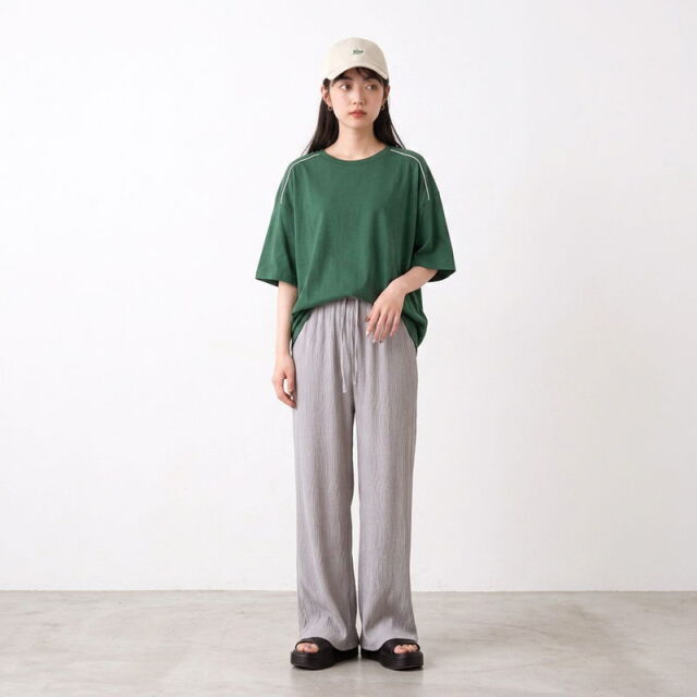 セルフカット楊柳ワイドパンツ