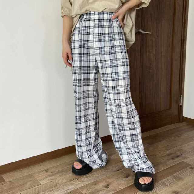 セルフカット柄プリーツパンツ