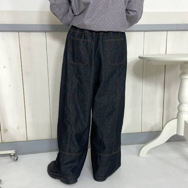 デニム切替ワイドパンツ