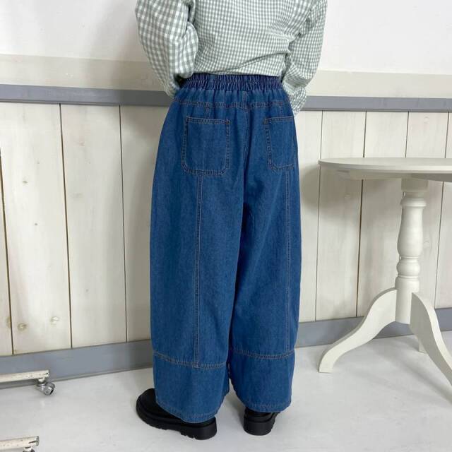 デニム切替ワイドパンツ