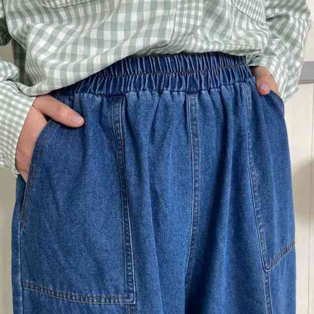 デニム切替ワイドパンツ