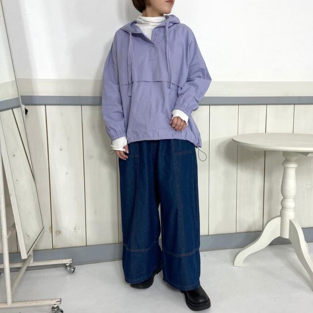 デニム切替ワイドパンツ