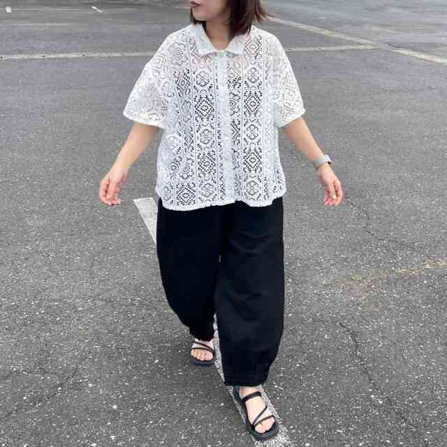 裾スモッキングパンツ