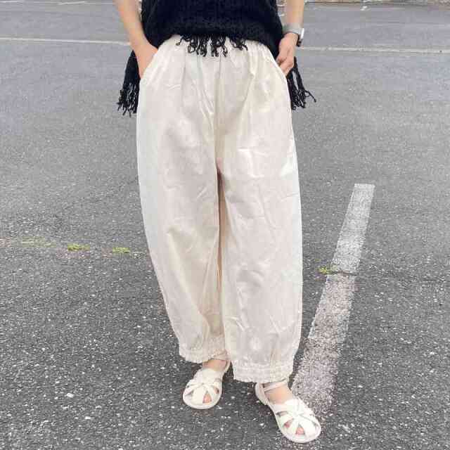 裾スモッキングパンツ